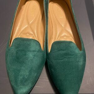 Green Suede Women's Loafers